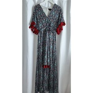 SACHIN & BABI Anthropologie Risa Dress Tasseled Maxi Sz‎ 4 Bohemian
